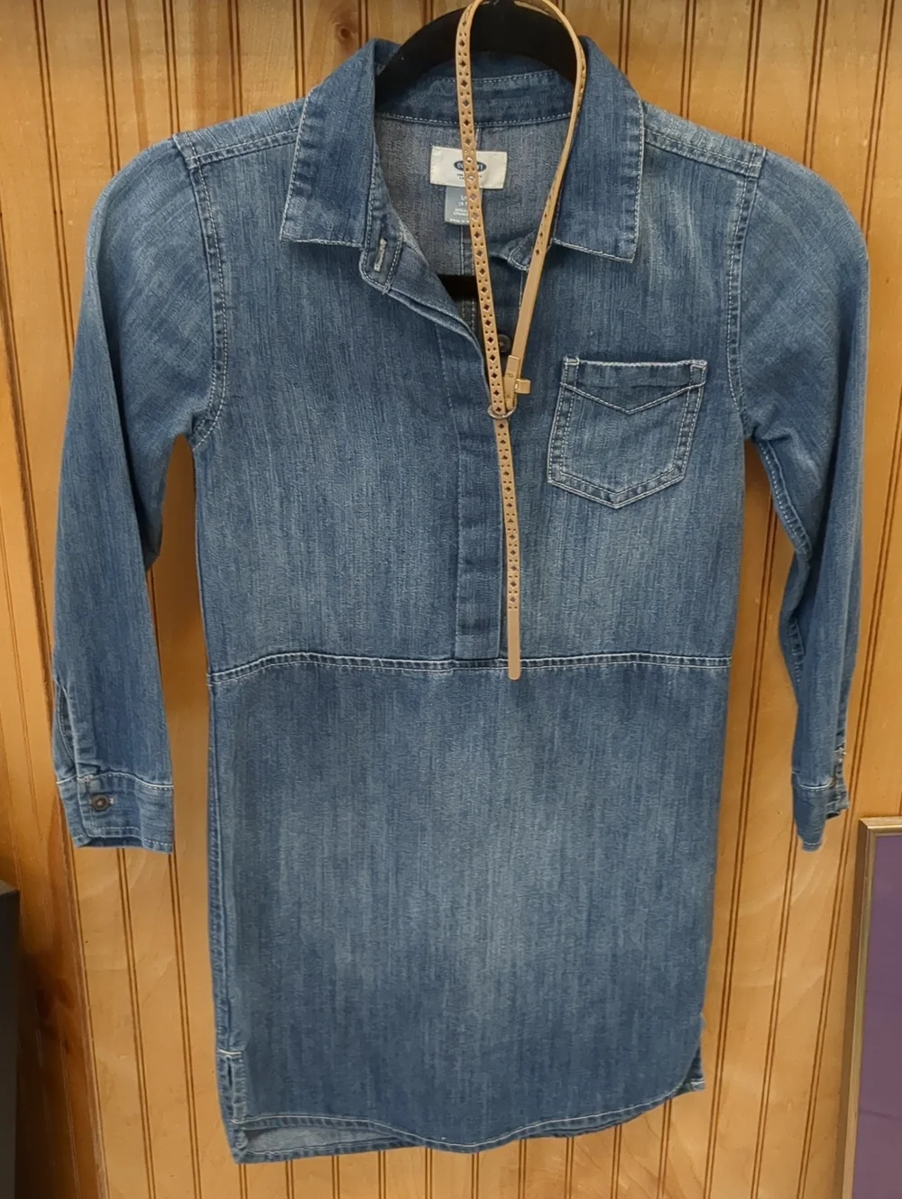 Old Navy Blue Denim Shirt Dress with Chest Pocket